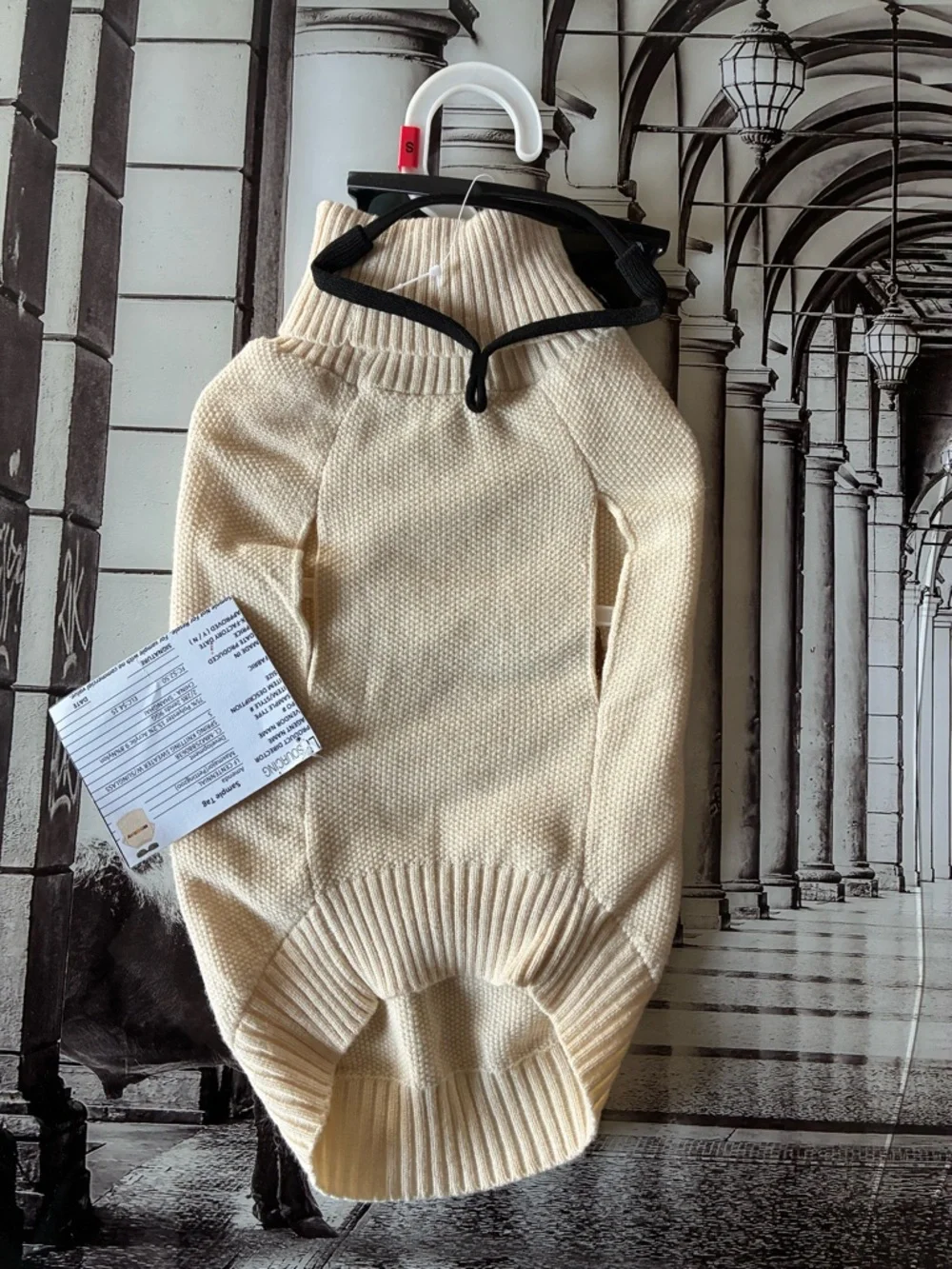 Cream 'HOORAY' Knit Pet Sweater + Light Blue Floral Pinafore Dress Set